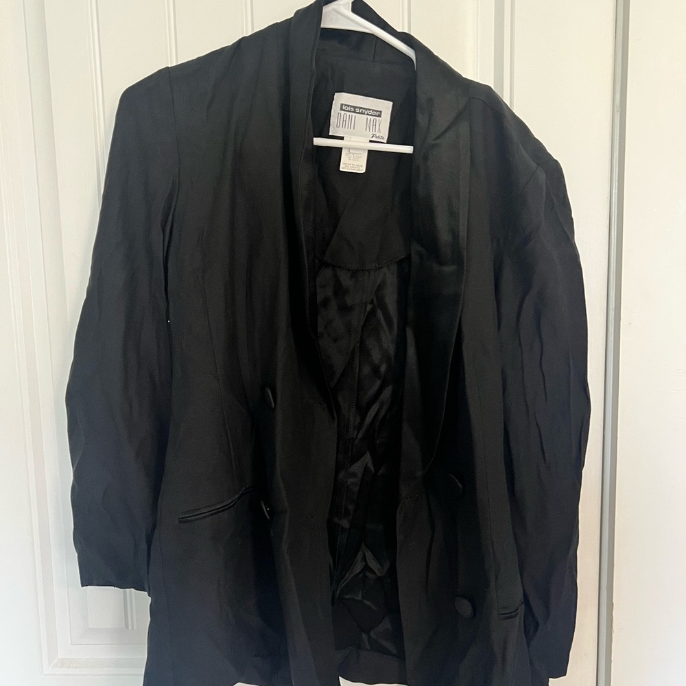 Vintage Black Blazer & Trouser Set Minimalist Workwear Size 6